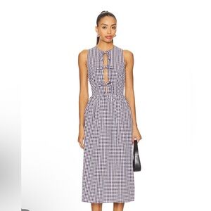 MORE TO COME Candace Midi Dress in Black Gingham